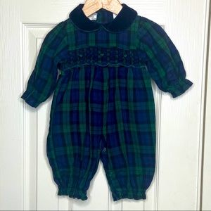 Vintage Plaid Romper with matching hat